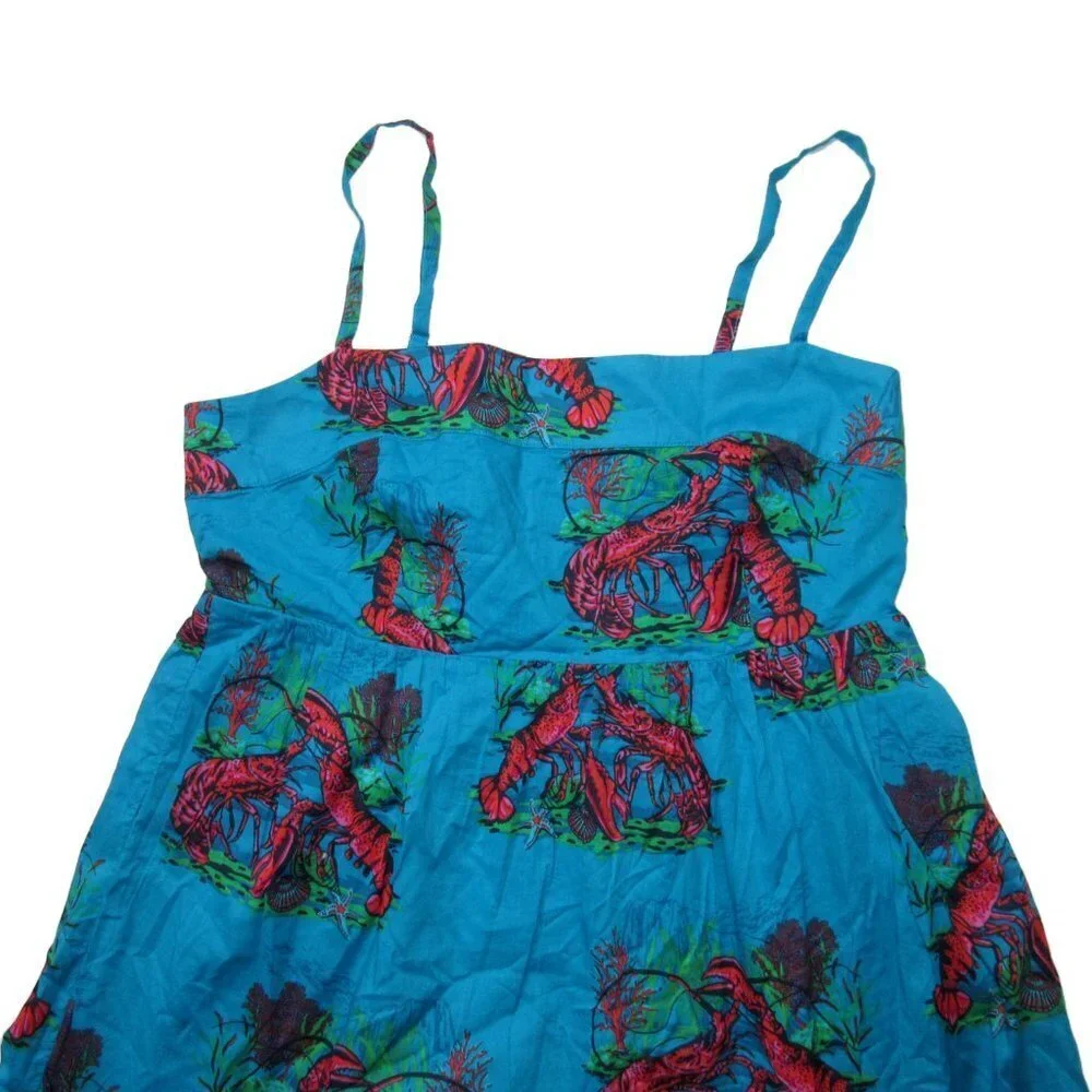 NWT J.Crew Tiered Maxi in Ultramarine Red Lobster Print Cotton Sun Dress 8